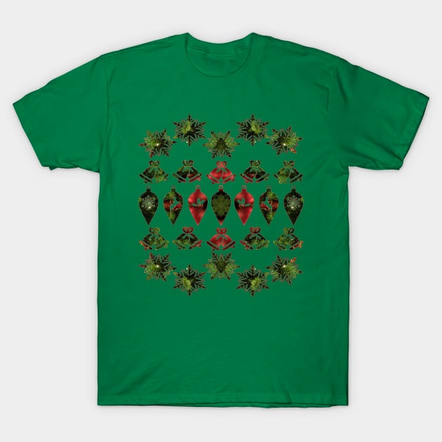 Christmas Holiday Green and Red T-Shirt by Mazz M